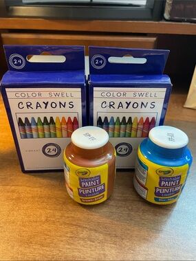 Color Swell Crayons 24-Count with Brown and Blue Washable Paint